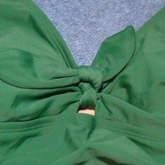 Kona Sol Womens Tie Front High Coverage One Piece Swimsuit Green M XL - Picture 7 of 16